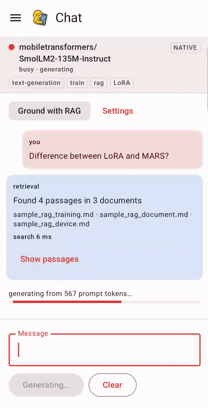 Grounded answering over documents held on the device